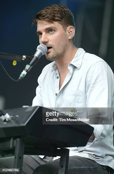 Tim Baker of Hey Rosetta! performs during the Pemberton Music and Arts Festival on July 20, 2014 in Pemberton, British Columbia.