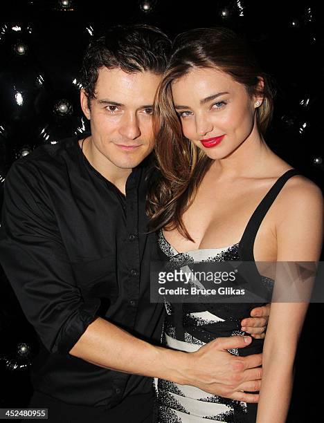 Orlando Bloom and wife Miranda Kerr attend the after party for the Broadway opening night of "Shakespeare's Romeo And Juliet" at The Edison Ballroom...