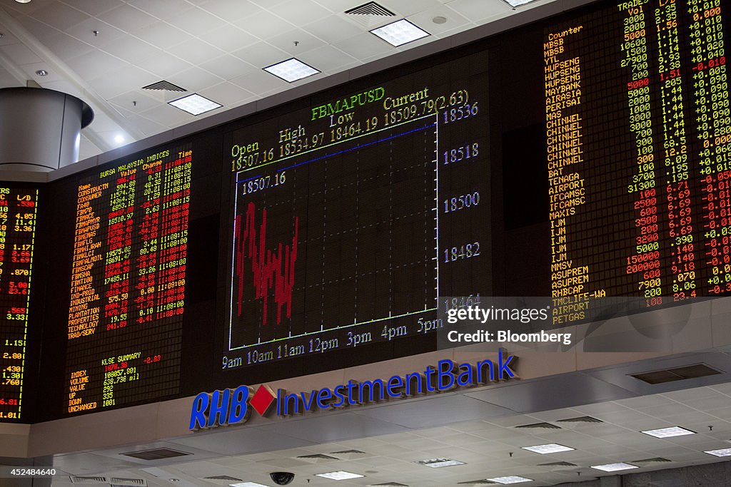 Malaysian Ringgits And Stock Boards Inside RHB Investment Bank