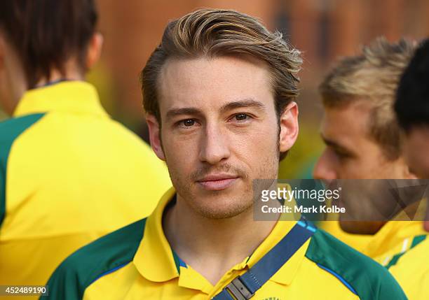 Matthew Mitcham poses official team reception at the Kelvin Grove Art Gallery and Museum on July 21, 2014 in Glasgow, Scotland.