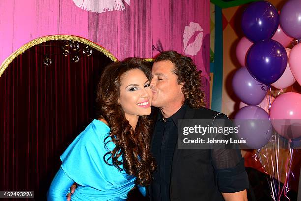 Nabila Tapia and Carlos Vives attend the Premios Juventud 2014 Awards at Bank United Center on July 17, 2014 in Miami, Florida.