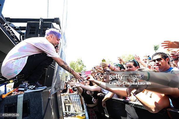 Vocalist Tyler Carter of ISSUES performs during the Vans Warped Tour on June 25, 2014 in Chula Vista, California.