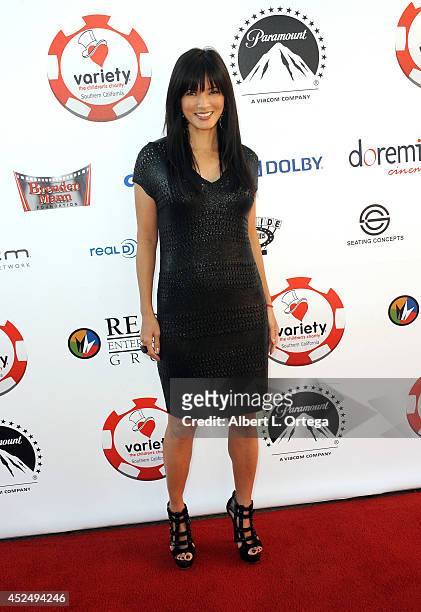 Actress Kelly Hu arrives for the 4th Annual Variety - The Children's Charity Of Southern CA Texas Hold 'Em Poker Tournament held at Paramount Studios...