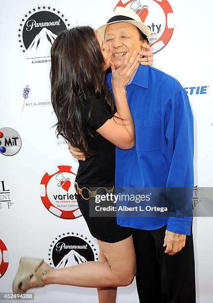 Actress Katrina Law and actor James Hong arrive for the 4th Annual Variety - The Children's Charity Of Southern CA Texas Hold 'Em Poker Tournament...