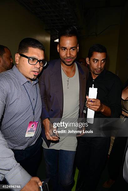 Romeo Santos backstage at Premios Juventud 2014 Awards at Bank United Center on July 17, 2014 in Miami, Florida.