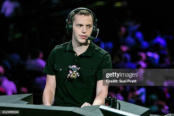 Niklas "Wagamamma" Hogstrom comments on the game at The International DOTA 2 Championships on July 21, 2014 in Seattle, Washington.