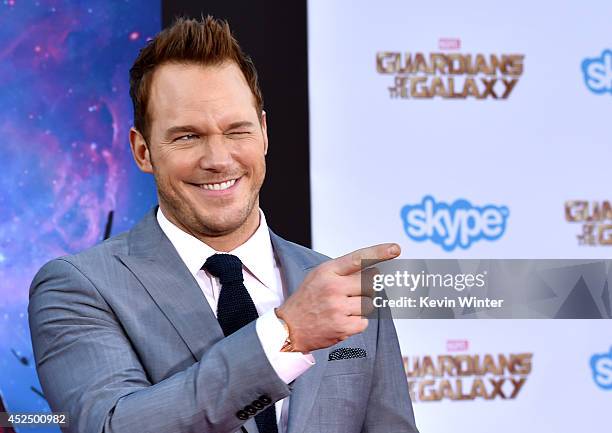 Actor Chris Pratt attends the premiere of Marvel's "Guardians Of The Galaxy" at the Dolby Theatre on July 21, 2014 in Hollywood, California.