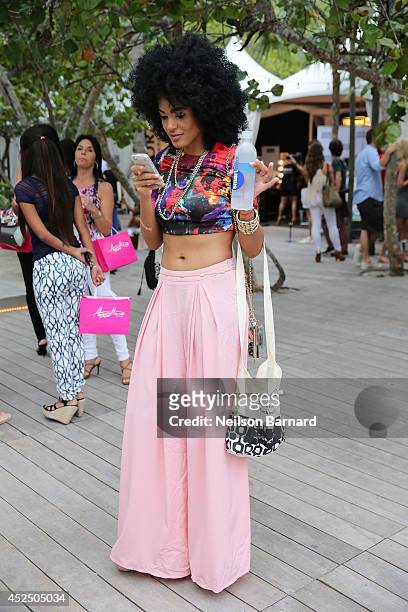 Leila Depina attends during Mercedes-Benz Fashion Week Swim 2015 at The Raleigh on July 21, 2014 in Miami Beach, Florida.