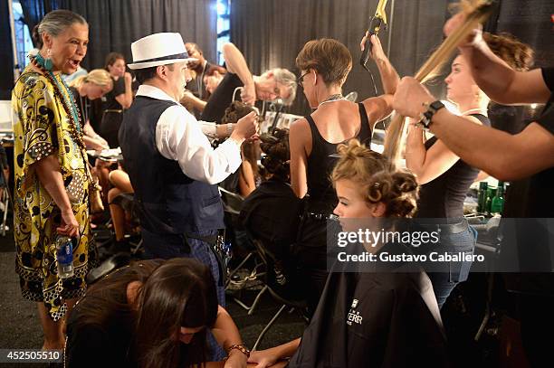 General view of atmosphere backstage at Indah fashion show during Mercedes-Benz Fashion Week Swim 2015 at Cabana Grande at the Raleigh Hotel on July...