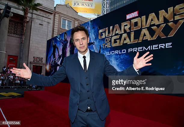 Director James Gunn attends The World Premiere of Marvels epic space adventure Guardians of the Galaxy, directed by James Gunn and presented in...