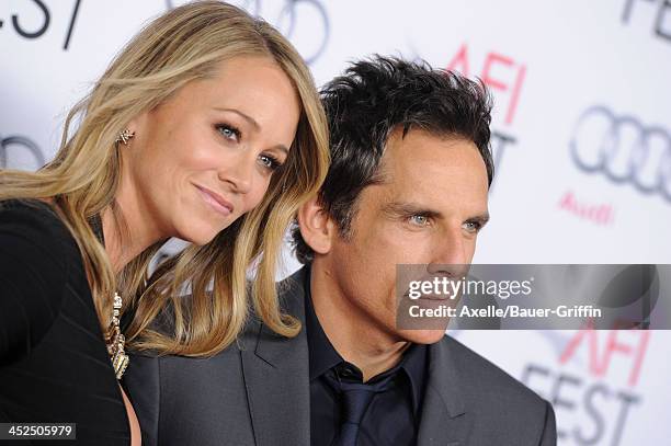 Actors Ben Stiller and Christine Taylor arrive at AFI FEST 2013 'The Secret Life Of Walter Mitty' premiere at TCL Chinese Theatre on November 13,...