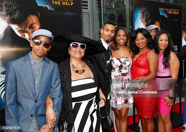 James Brown's second wife Deidre "Deedee" Jenkins and his family including Deanna Brown Thomas attend the "Get On Up" premiere at The Apollo Theater...