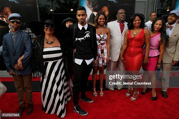 James Brown's second wife Deidre "Deedee" Jenkins and his family including Deanna Brown Thomas attend the "Get On Up" premiere at The Apollo Theater...