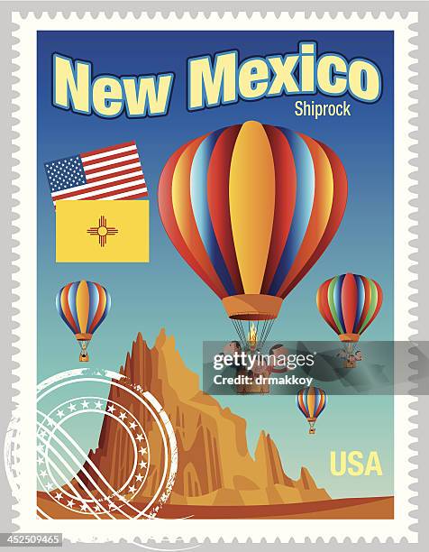 new mexico stamp - ship rock stock illustrations