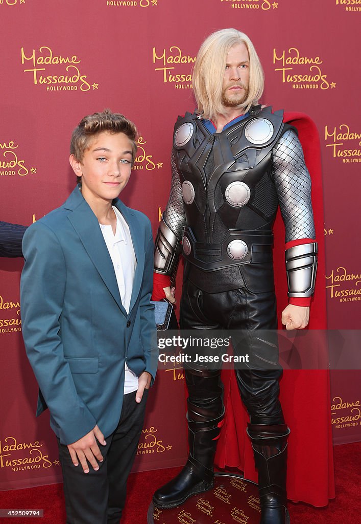 Madame Tussauds Hollywood MARVEL Wax Figures Pose Alongside Talent At "Guardians Of The Galaxy" Premiere