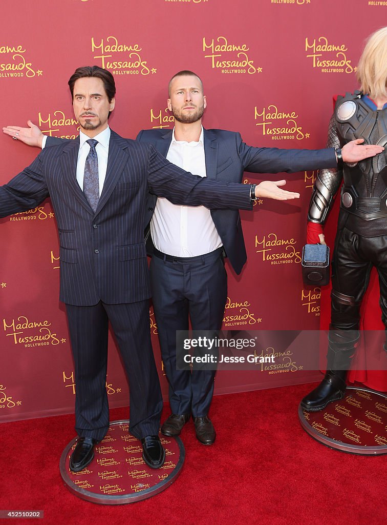 Madame Tussauds Hollywood MARVEL Wax Figures Pose Alongside Talent At "Guardians Of The Galaxy" Premiere