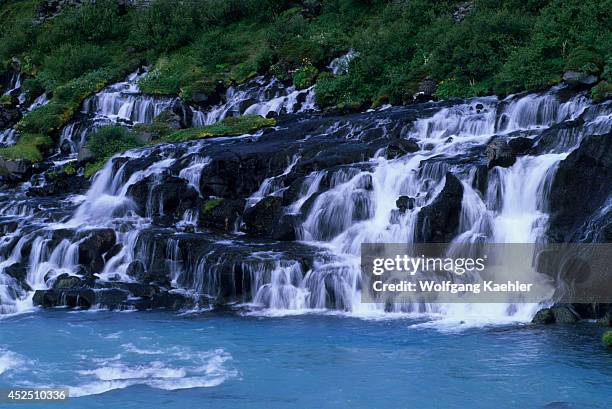 Iceland, Northwestern Interior, Hraunfossar, Lava Waterfall.