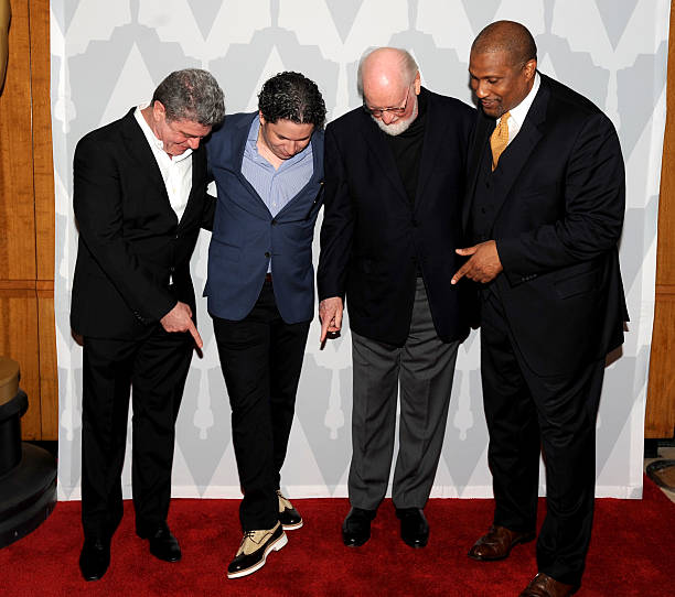 Gustavo Santaolalla, Gustavo Dudamel, John Williams and Travis Smiley attend The Academy Presents "Behind The Score: The Art Of The Film Composer" at...