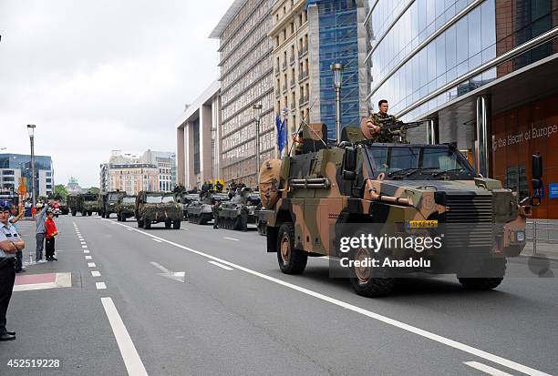 Belgium military units attend the parade as part of ceremonies marking Belgium's National Day on July 21, 2014 in Brussels, Belgium.
