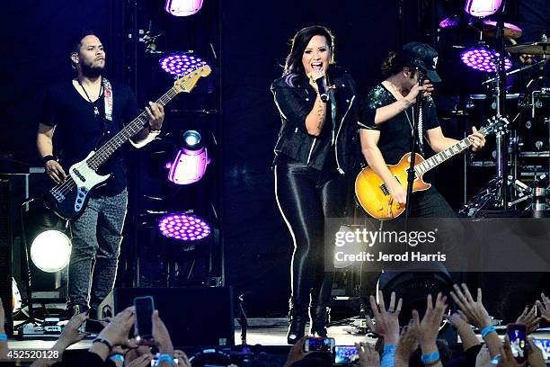 Demi Lovato performs at the Live Nation Concert Series at Harry Bridges Memorial Park on July 21, 2014 in Long Beach, California.