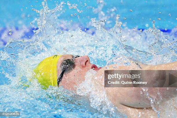 Matson Lawson of Australia swims during an Australian Swim Team Training session at Tollcross International Swimming Centre on July 22, 2014 in...