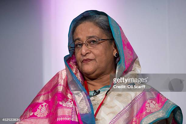 Sheikh Hasina, the Prime Minister of Bangladesh, speaks at the 'Girl Summit 2014' in Walworth Academy on July 22, 2014 in London, England. At the...
