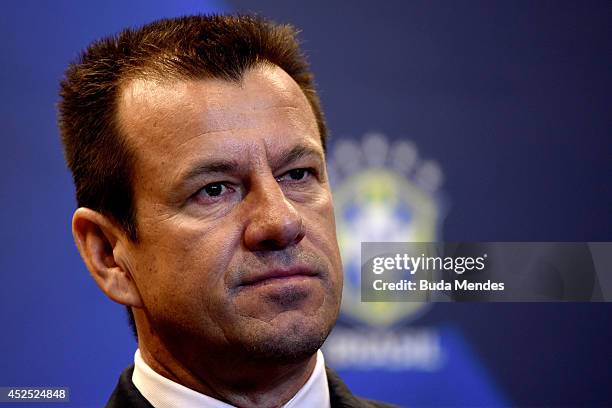 Carlos Dunga is introduced as the new coach of the Brazilian national football team during a press conference at the Brazilian Football Confederation...