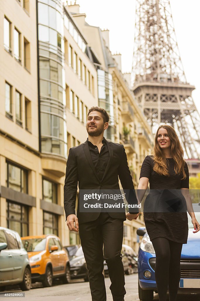 Well Dressed Couple With the Eiffel Tower in Paris