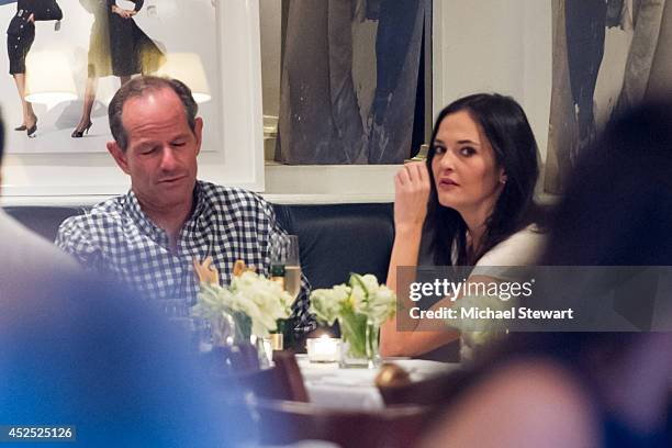 Elliot Spitzer and Lis Smith seen having dinner on July 21, 2014 in New York City.