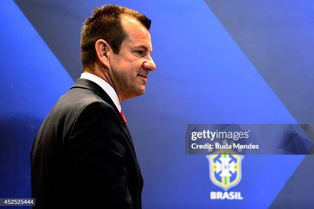 Carlos Dunga is introduced as the new coach of the Brazilian national football team during a press conference at the Brazilian Football Confederation...