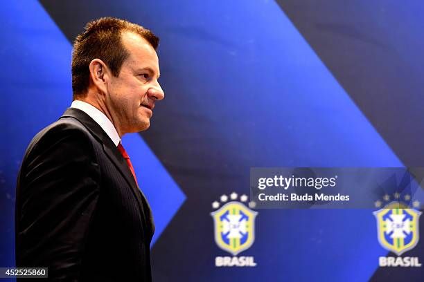 Carlos Dunga is introduced as the new coach of the Brazilian national football team during a press conference at the Brazilian Football Confederation...