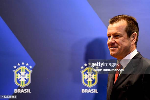 Carlos Dunga is introduced as the new coach of the Brazilian national football team during a press conference at the Brazilian Football Confederation...