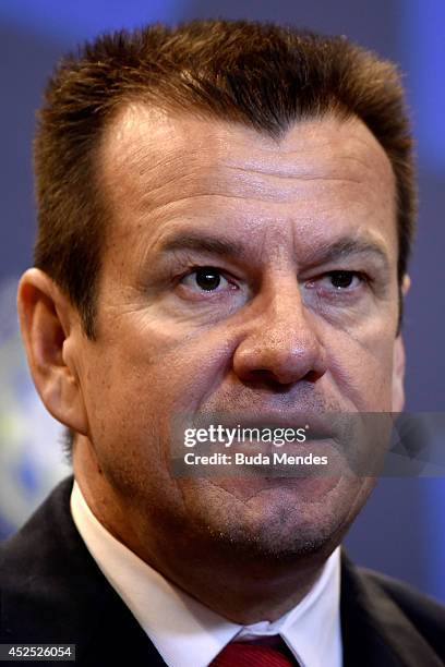 Carlos Dunga is introduced as the new coach of the Brazilian national football team during a press conference at the Brazilian Football Confederation...