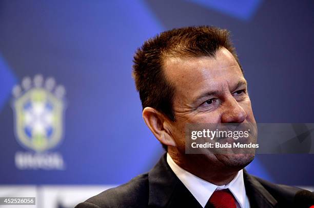 Carlos Dunga is introduced as the new coach of the Brazilian national football team during a press conference at the Brazilian Football Confederation...