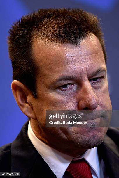 Carlos Dunga is introduced as the new coach of the Brazilian national football team during a press conference at the Brazilian Football Confederation...