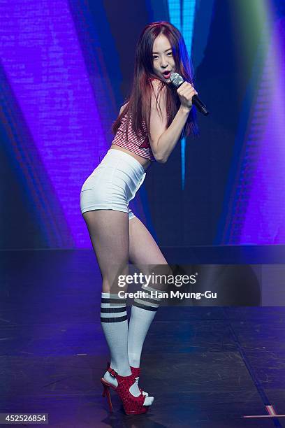 Dasom of South Korean girl group SISTAR performs onstage during their new album 'Touch and Move' showcase at Ilchi Art Hall on July 21, 2014 in...