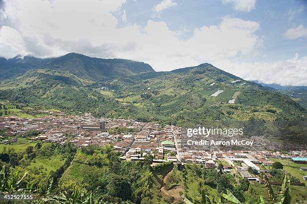 jardin from above - colombian coffee mountain stock pictures, royalty-free photos & images