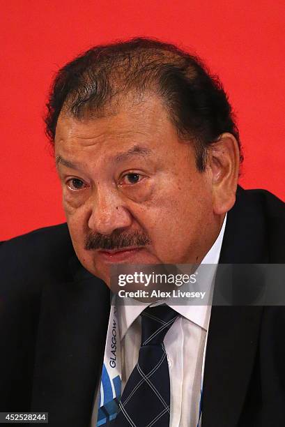 Prince Imran the CGF President faces the media during a press conference at the Glasgow Hilton Hotel on July 22, 2014 in Glasgow, Scotland.