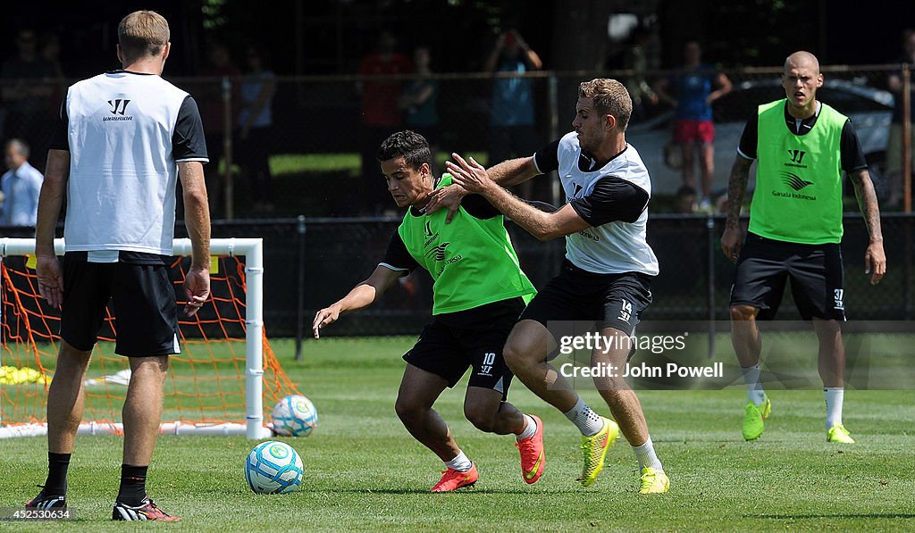 Liverpool FC Training At Harvard University