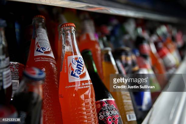 Bottles of Fanta are displayed in a food truck's cooler on July 22, 2014 in San Francisco, California. The San Francisco Board of Supervisors will...