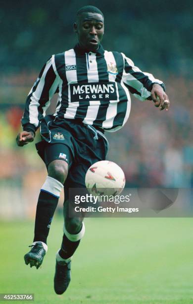 Newcastle forward Andy Cole in action during the FA Premier League match between Newcastle United and Blackburn Rovers at St James' Park on August 29...