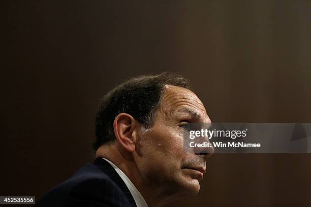 Robert McDonald, President ObamaÕs nominee to be the Secretary of Veterans Affairs, testifies before the Senate Veterans Affairs Committee July 22,...