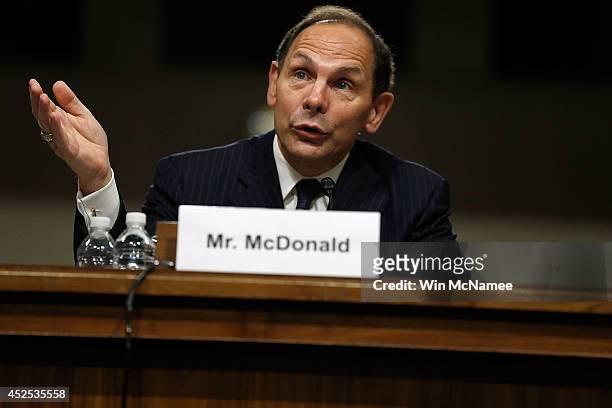 Robert McDonald, President ObamaÕs nominee to be the Secretary of Veterans Affairs, testifies before the Senate Veterans Affairs Committee July 22,...