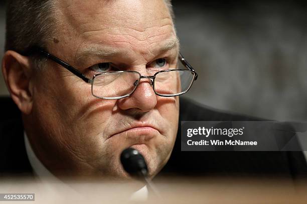 Sen. Jon Tester questions Robert McDonald, President ObamaÕs nominee to be the Secretary of Veterans Affairs, while McDonald testifies before the...