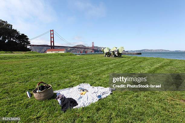 picnicking at golden gate park - golden gate park stockfoto's en -beelden