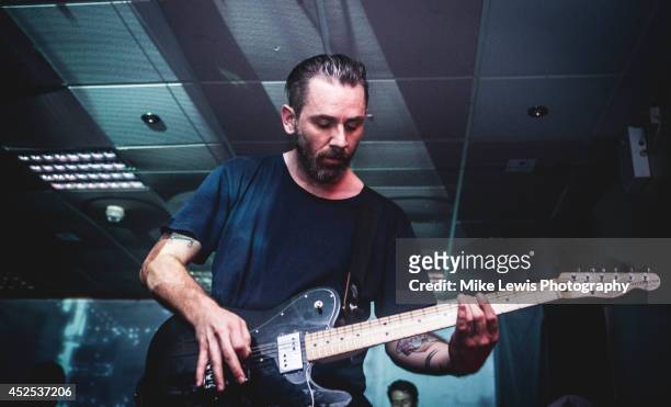 Mike Lewis of No Devotion performs on stage at Cardiff University on July 22, 2014 in Cardiff, United Kingdom.