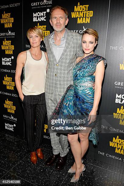 Actress Robin Wright, director Anton Corbijn and actress Rachel McAdams attend Lionsgate and Roadside Attraction's premiere of "A Most Wanted Man"...