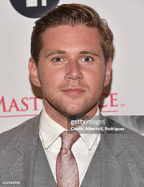 Actor Allen Leech attends the 2014 Summer TCA Tour "Downton Abbey" Season 5 photocall at The Beverly Hilton Hotel on July 22, 2014 in Beverly Hills,...