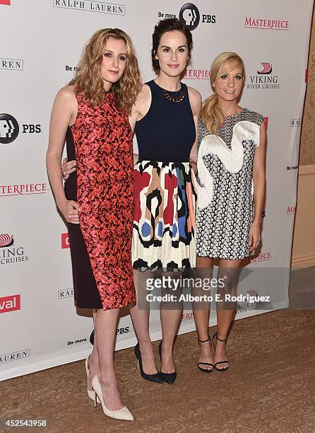 Actors Laura Carmichael, Michelle Dockery and Joanne Froggatt attend the 2014 Summer TCA Tour "Downton Abbey" Season 5 photocall at The Beverly...