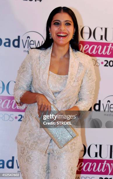 Indian Bollywood actress Kajol Devgan attends the 2014 Vogue Beauty Awards in Mumbai on July 22, 2014. AFP PHOTO/STR